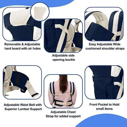 Baby Carrier Bag/Adjustable Hands Free 4 in 1 Baby/Baby sefty Belt/Child Safety Strip/Baby Sling Carrier Bag/Baby Back Carrier Bag (Black) Front Carry Facing